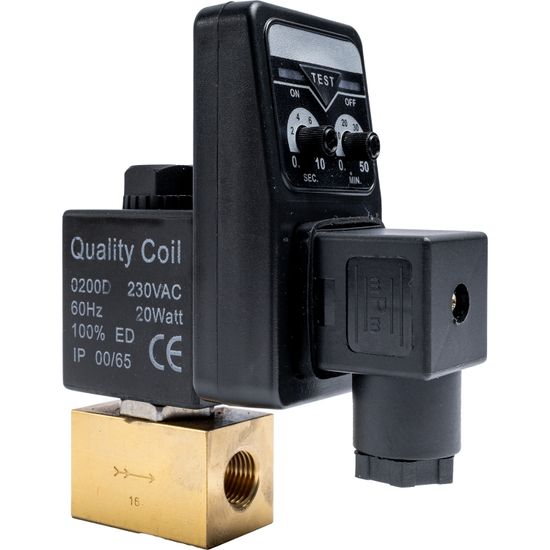 Comp. Auto Drain Valve Solenoid 1/4" 220v Brass